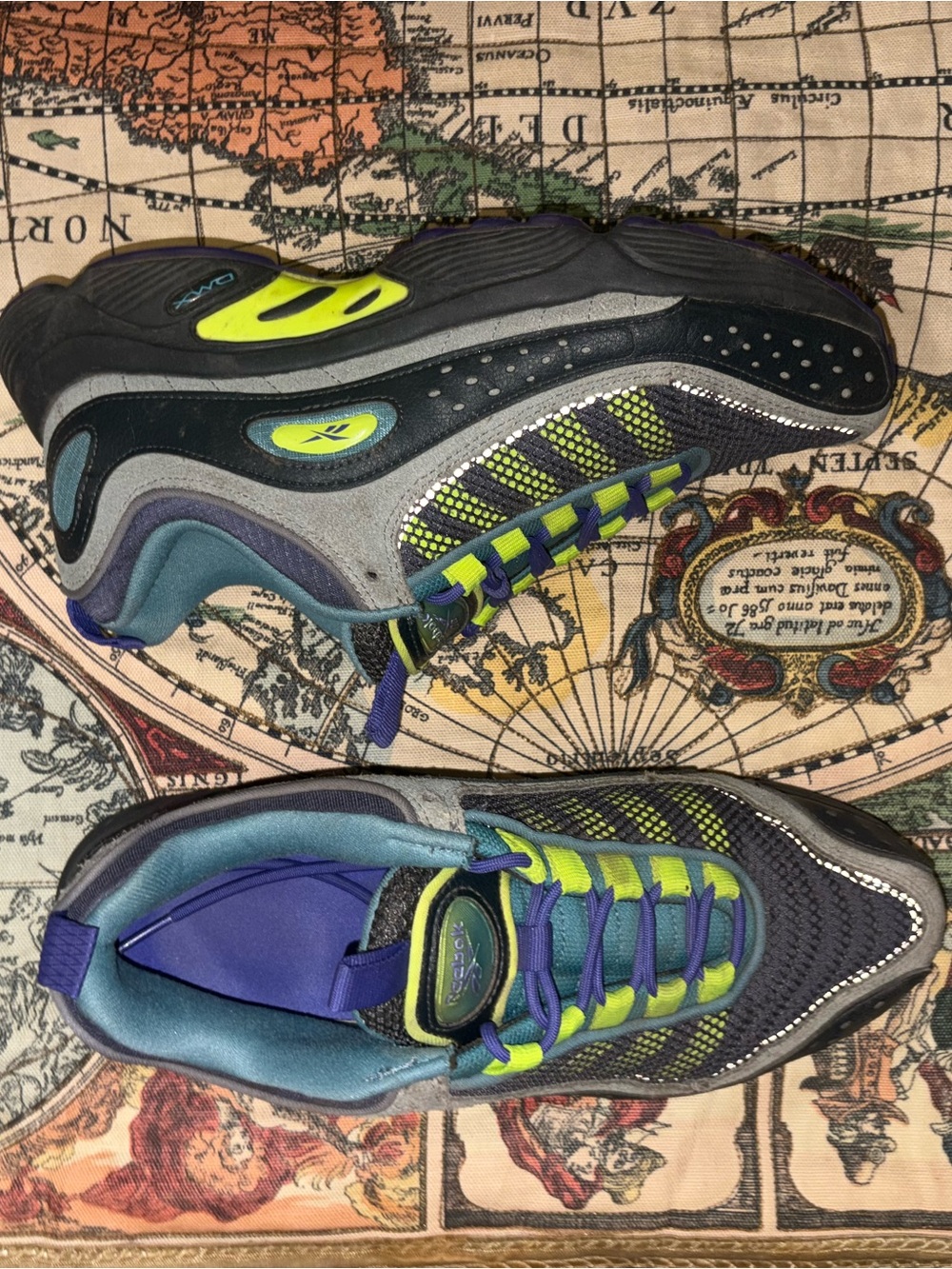 Reebok Gray & Neon Green Athletic Sneakers
